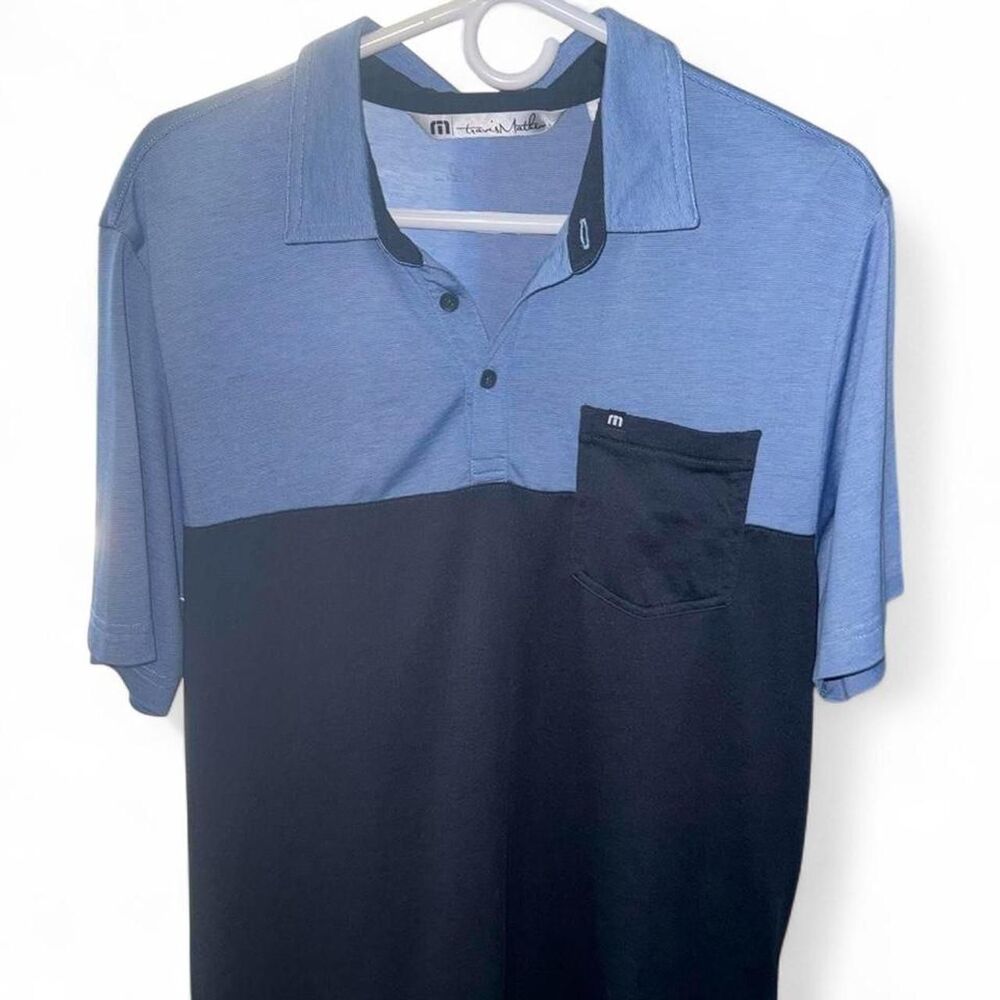 Travis Mathew Men's Blue and Navy Golf Polo-shirts